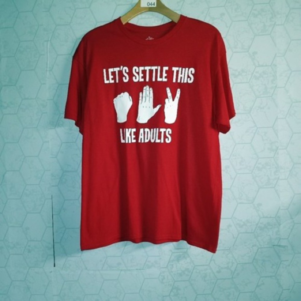 Men's Red Short-Sleeve Graphic Tee - Let's Settle This Like Adults